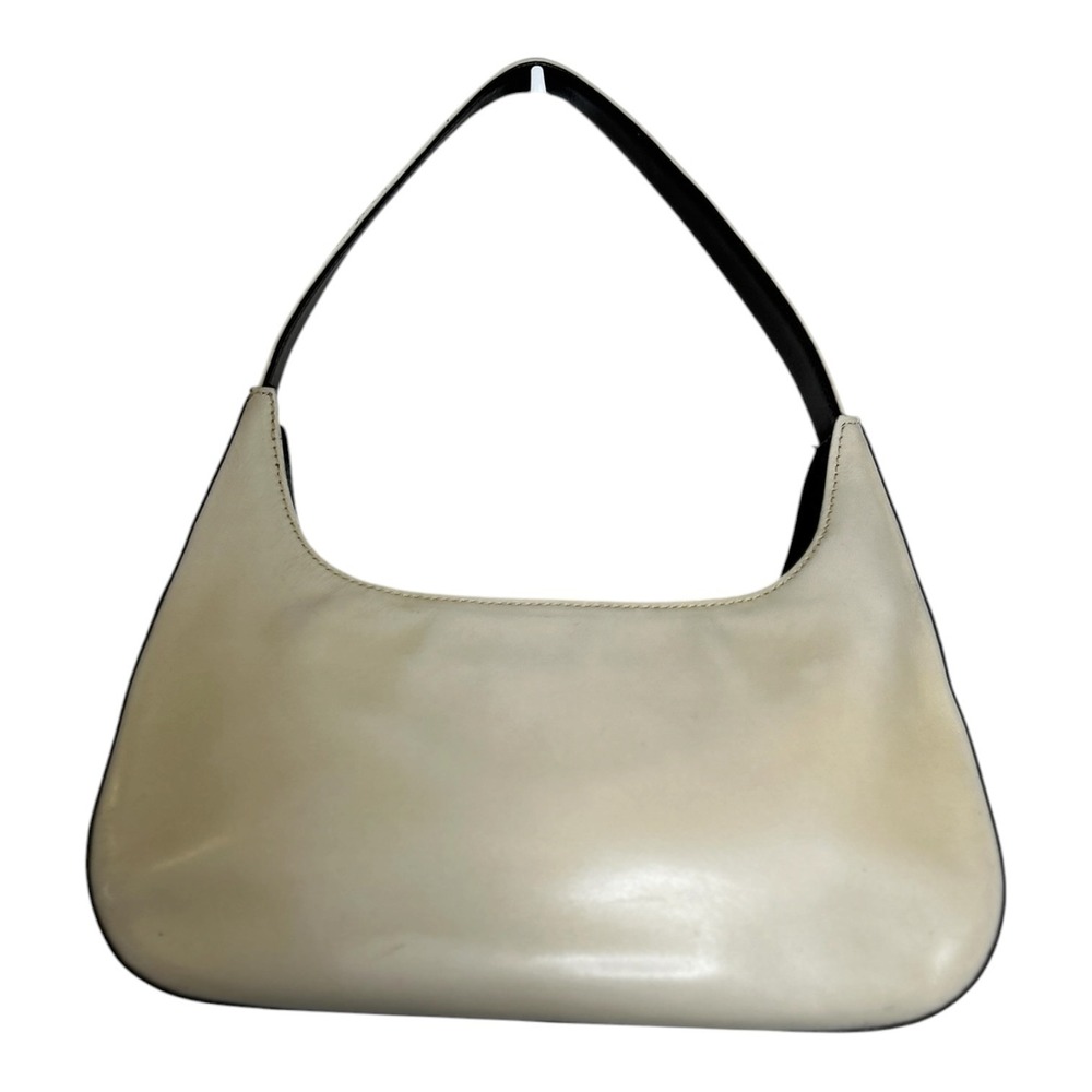 Kenneth Cole Vintage Cream Genuine Leather Crescent Shoulder Bag Y2K